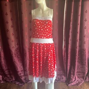 Red & White Polka Dot Sparkly Dance Costume Size XLA